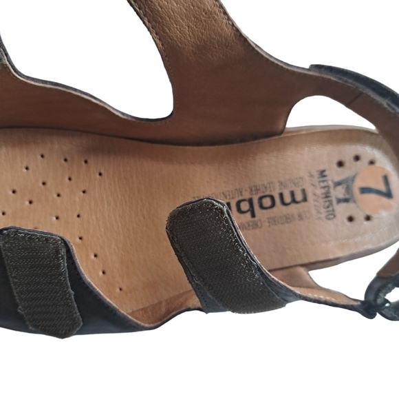 MEPHISTO MOBILS Air relax bronze leather sandals block heel strappy Made France - Picture 15 of 16